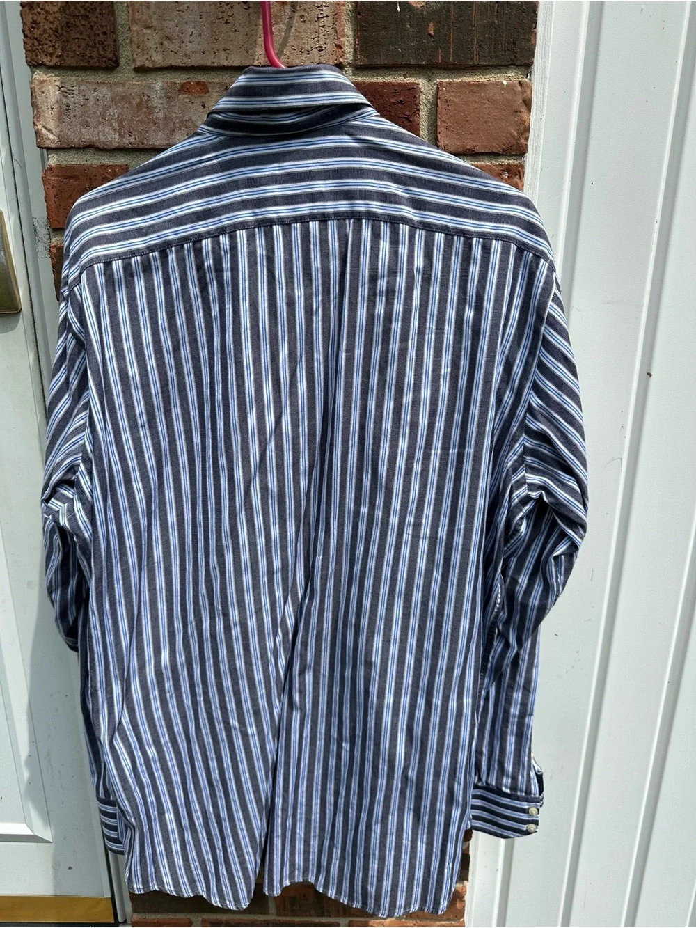 Thomas Deans Men’s XL Vertical Stripes Button Down Long Sleeve Blue Shirt